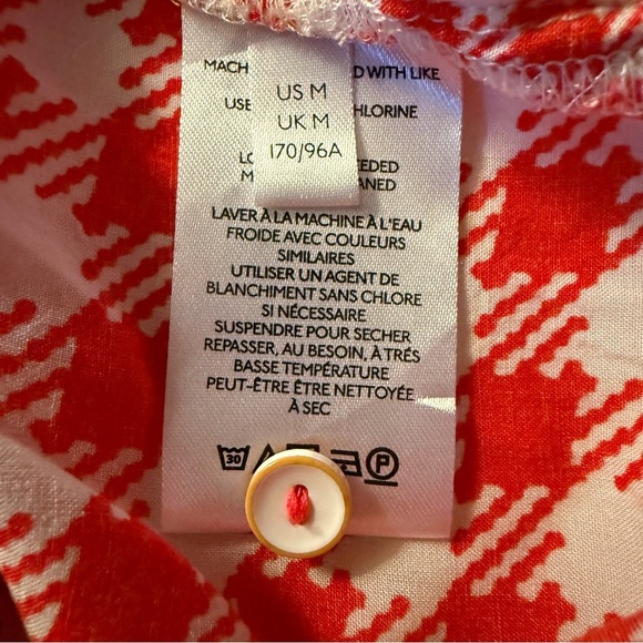 Anthropologie | Maeve | Bon Voyage Red Check Houndstooth Button Shirt | Sz M - Picture 7 of 9
